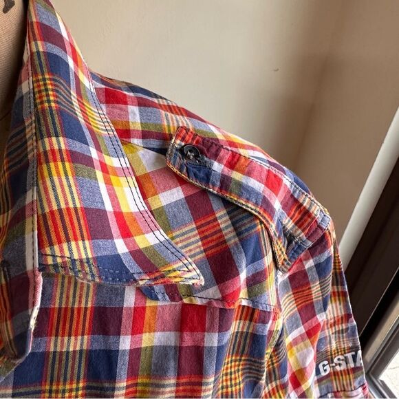 G-Star Raw Men's Multicolor Anderson Keith Plaid Short Sleeve Shirt Size Large - Picture 9 of 14